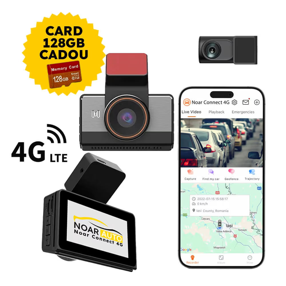 CAMERA AUTO 4G CARTELA SIM - NOAR CONNECT 4G + CARD 128GB CADOU, MONITORIZARE LA DISTANTA