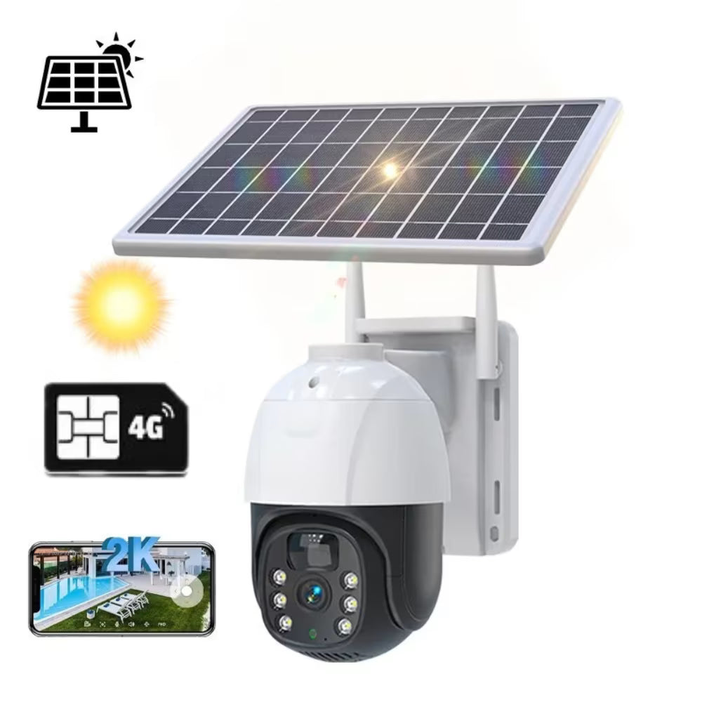 CAMERĂ SUPRAVEGHERE 2K, CONEXIUNE 4G, PANOU SOLAR, VEDERE 360, CONTROL DIN APLICAȚIE