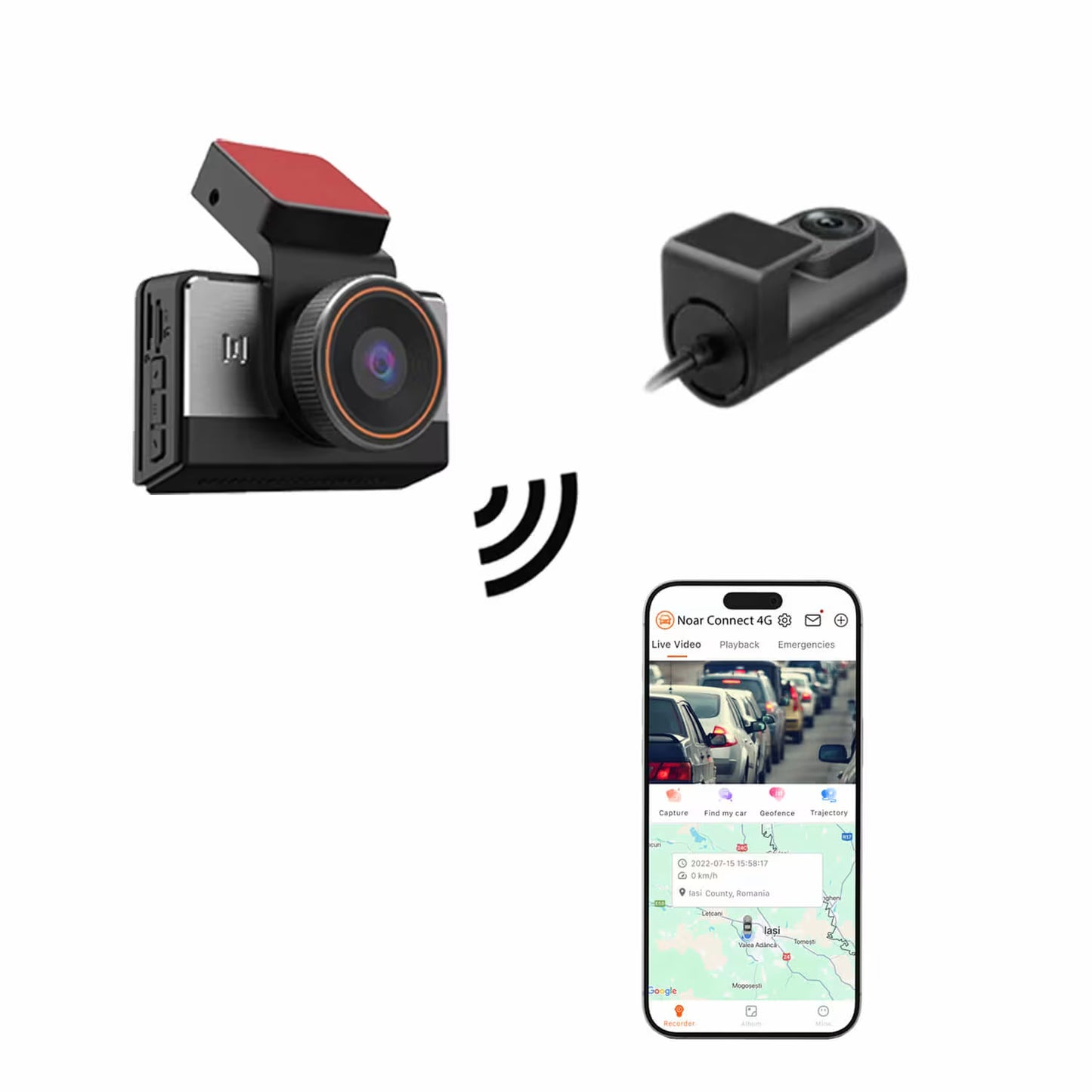 CAMERA AUTO 4G CARTELA SIM - NOAR CONNECT 4G + CARD 128GB CADOU, MONITORIZARE LA DISTANTA