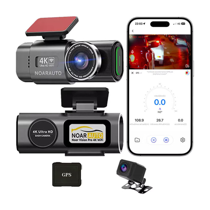 CAMERA DE BORD NOAR D100 - VISION PRO 4K + APLICATIE PE TELEFON