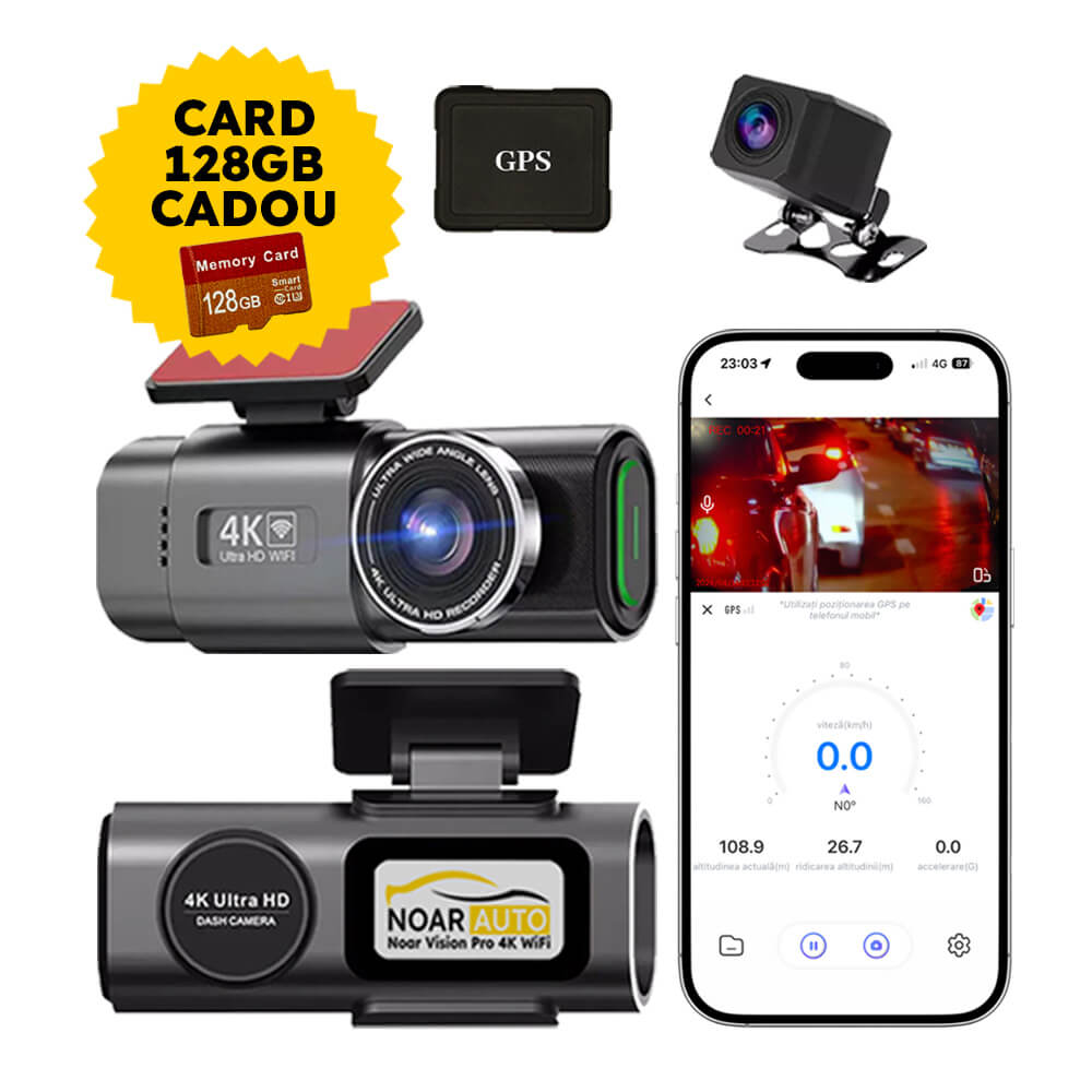 CAMERA DE BORD NOAR VISION PRO 4K + CARD 128GB CADOU