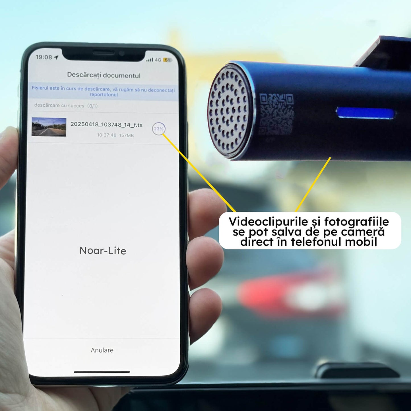 CAMERA AUTO NOAR LITE + CARD 32 GB CADOU, APLICATIE MOBILA
