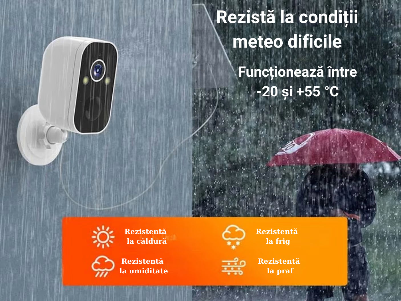 CAMERĂ DE SUPRAVEGHERE SOLARĂ FIXĂ WIFI 2K, VEDERE NOCTURNĂ COLOR, AUDIO BIDIRECȚIONAL, CONTROL DIN APLICAȚIE