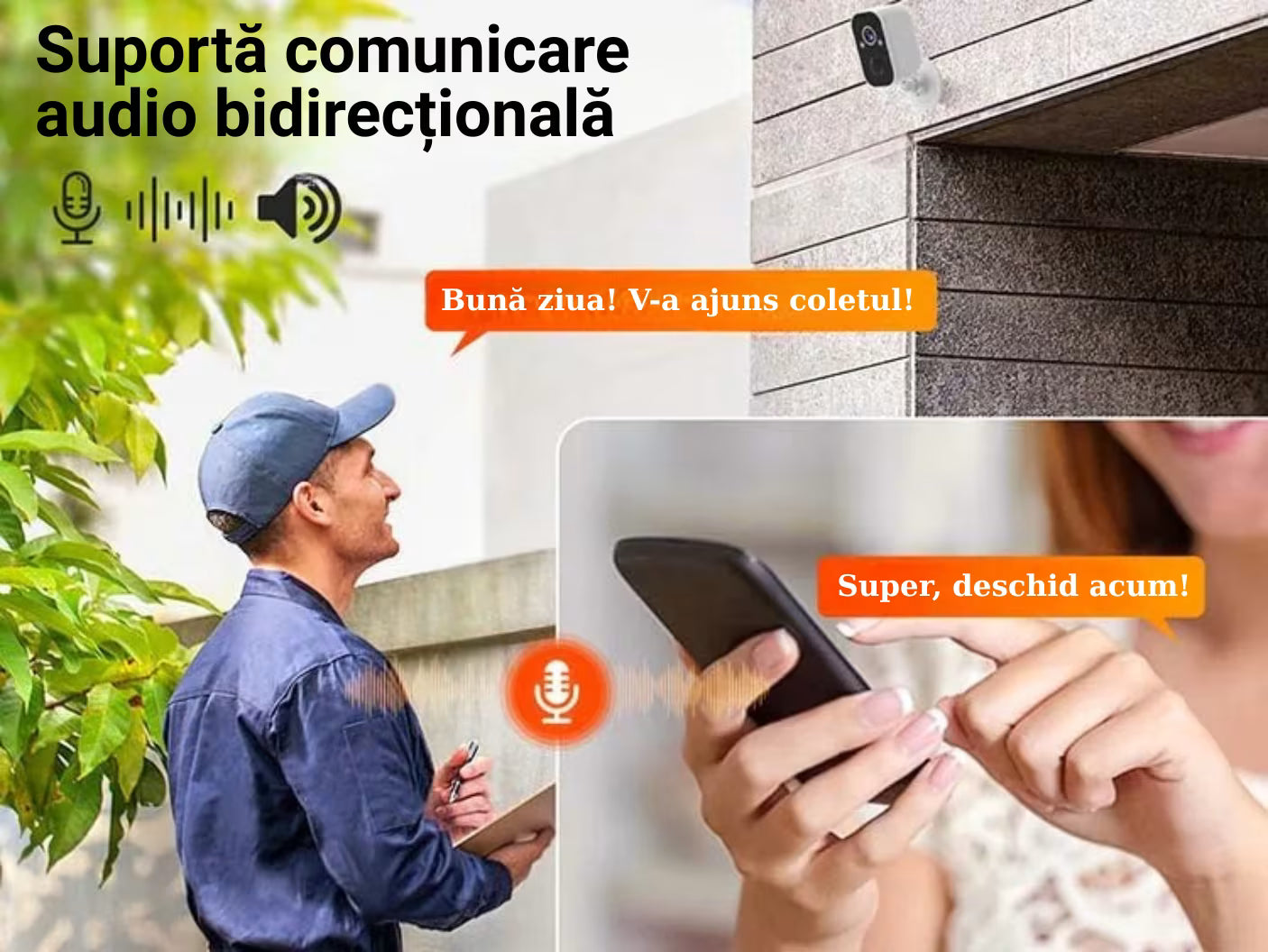 CAMERĂ DE SUPRAVEGHERE SOLARĂ FIXĂ WIFI 2K, VEDERE NOCTURNĂ COLOR, AUDIO BIDIRECȚIONAL, CONTROL DIN APLICAȚIE