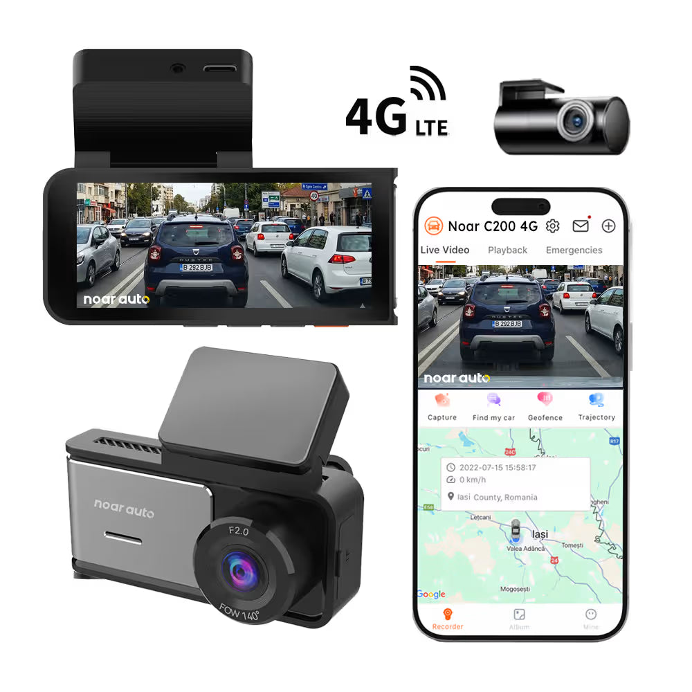 CAMERA AUTO NOAR C100 4G CARTELA SIM - MONITORIZARE LA DISTANTA, 4K + FULL HD, GPS