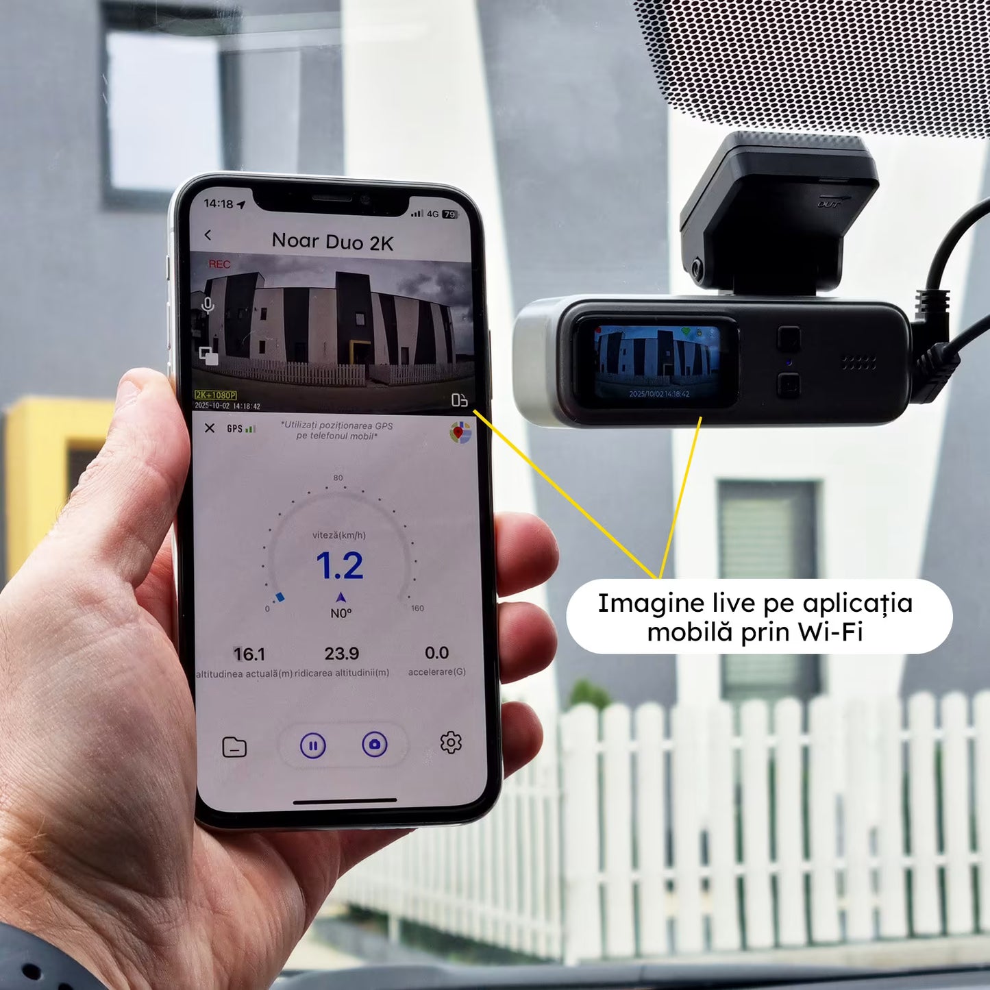 CAMERA DE BORD NOAR DUO 2K + APLICAȚIE PE TELEFON + CARD 128GB CADOU