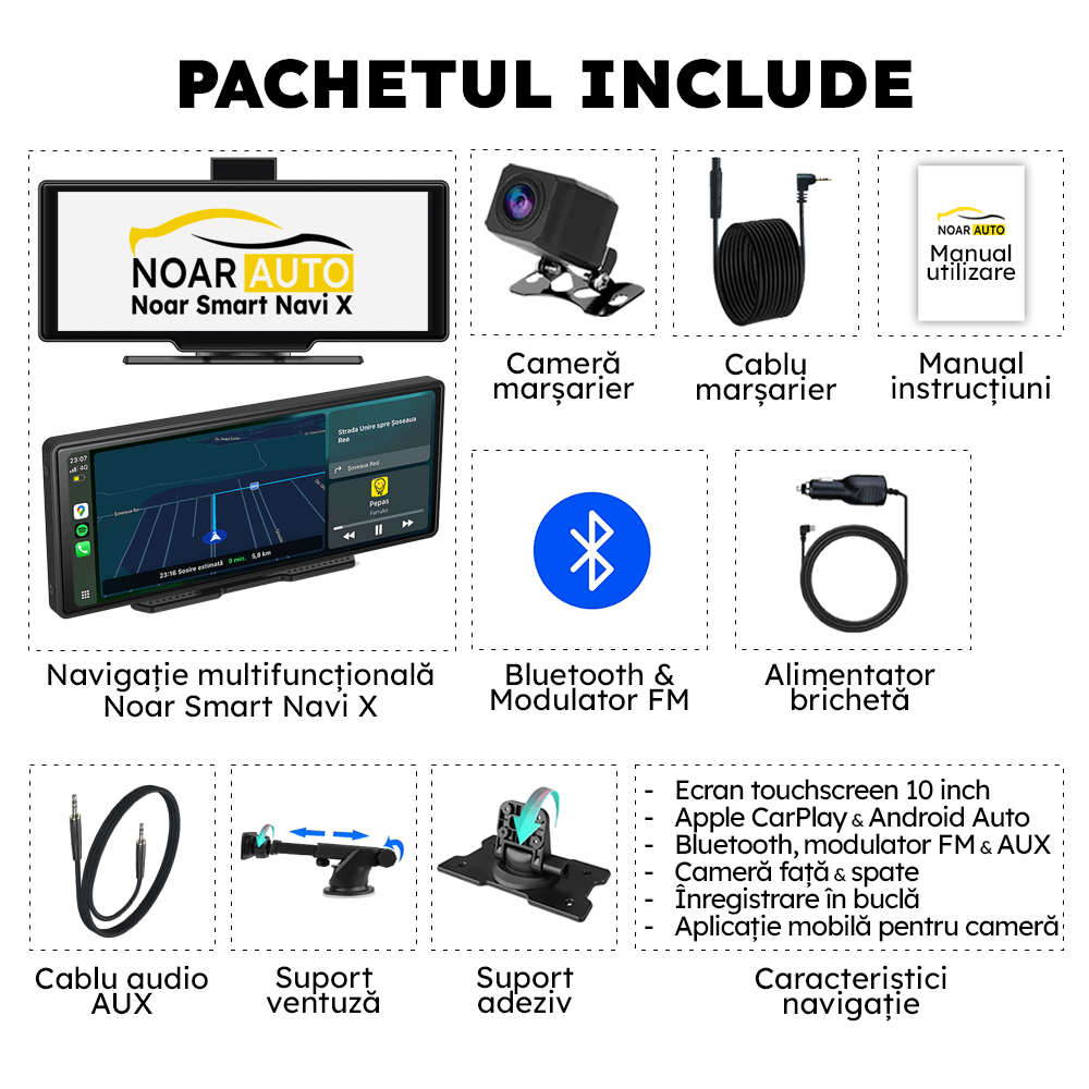 NAVIGATIE CARPLAY & ANDROID NOAR SMART NAVI X + CARD 128GB CADOU