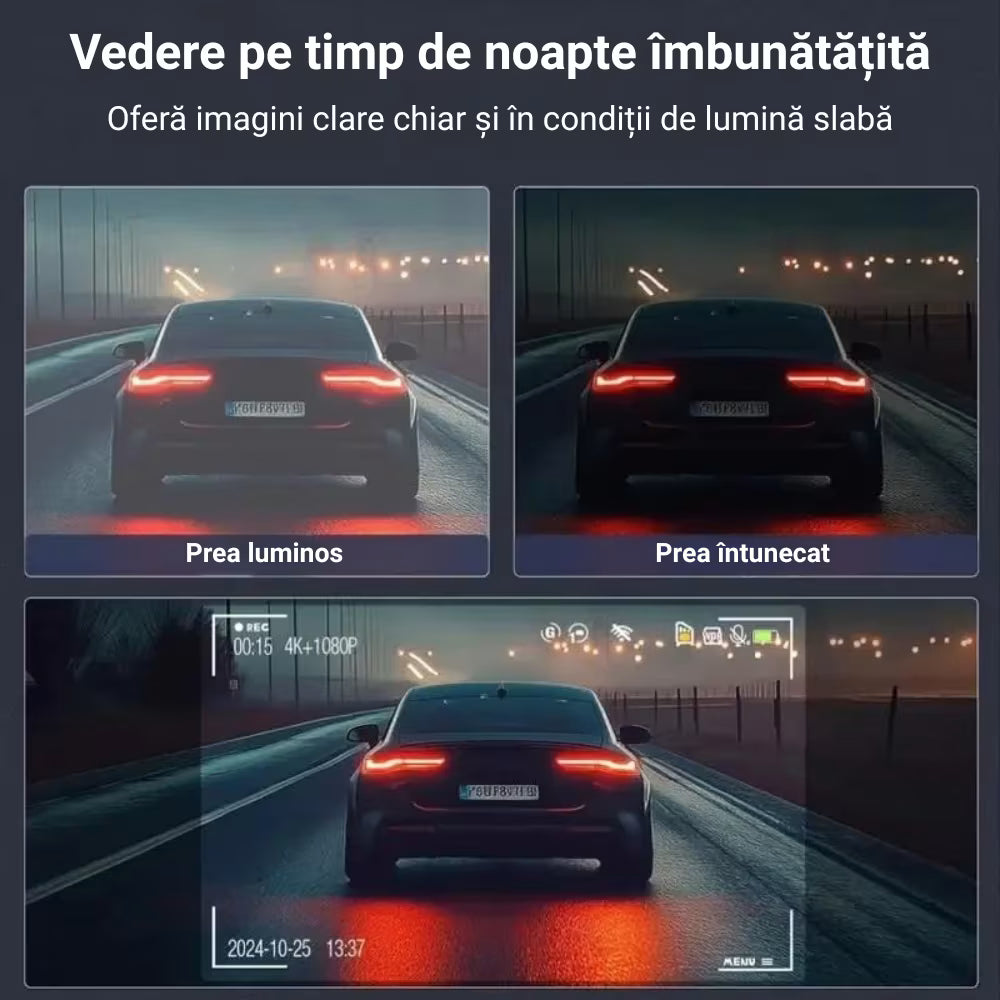 CAMERA AUTO TRIPLA - NOAR TRIO 4K, MONITORIZARE FATA 4K, INTERIOR ȘI SPATE, SENZOR IMPACT, SUPRAVEGHERE PARCARE