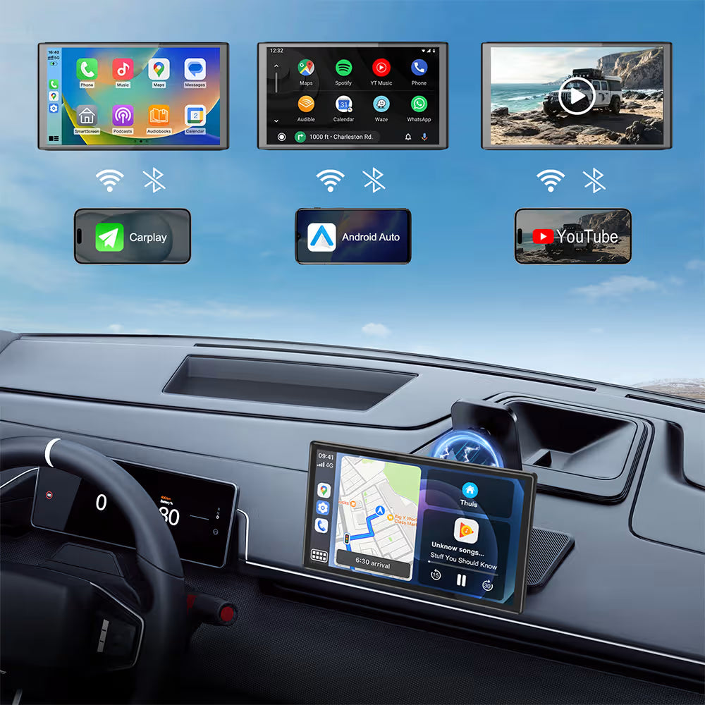 TABLETA AUTO NAVI100 CU APPLE CARPLAY & ANDROID AUTO - TOUCHSCREEN - 7 INCH - PRINDERE MAGNETICA