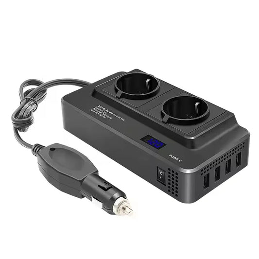 INVERTOR AUTO 200W, PRIZA DUBLA 230V, 4 x PORTURI USB, PUTERE MAXIMA 400W