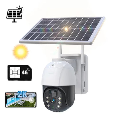 CAMERĂ SUPRAVEGHERE 2K, CONEXIUNE 4G, PANOU SOLAR, VEDERE 360, CONTROL DIN APLICAȚIE