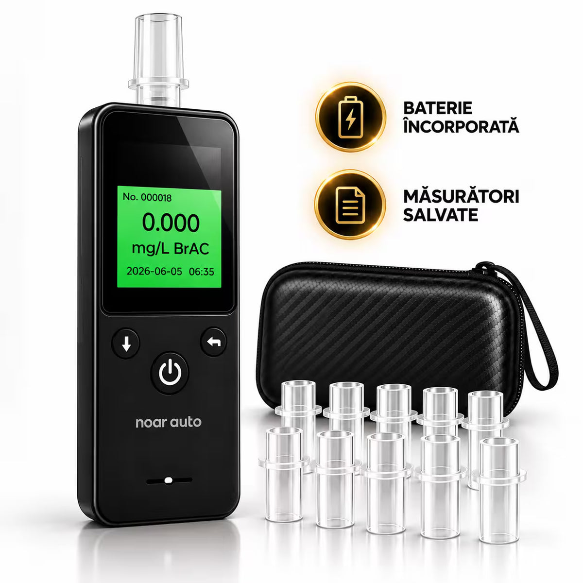 ALCOOL TESTER PROFESIONAL CU ACUMULATOR - ETILOTEST DIGITAL, ACURATETE +/- 0.01% BAC, 10 REZERVE INCLUSE