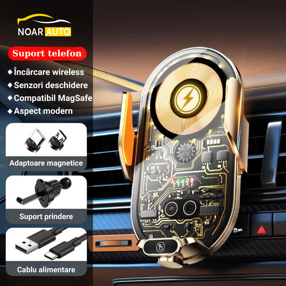 SUPORT TELEFON AUTO CU ÎNCĂRCĂTOR WIRELESS MAGNETIC COMPATIBIL MAGSAFE