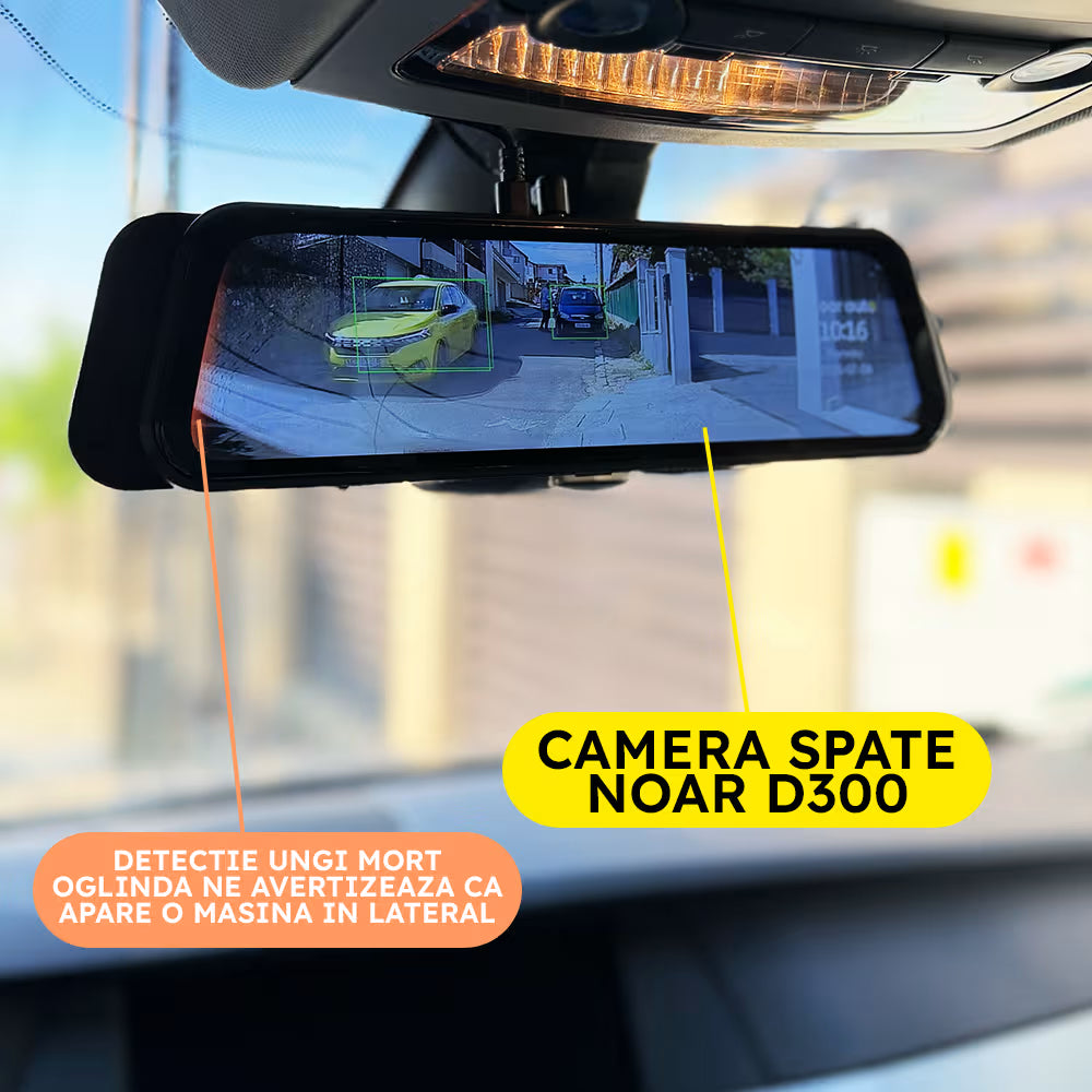 CAMERA DE BORD D300 OGLINDA - TOUCHSCREEN 9.66", FUNCTII AI - ADAS + BSD + WiFi, 4K + FULL HD
