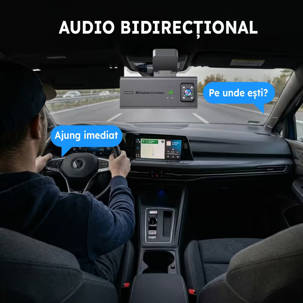 CAMERA DE BORD NOAR C200 4G - DETECTIE MISCARE, GPS, VIZIUNE NOCTURNA, FATA + INTERIOR, APLICATIE