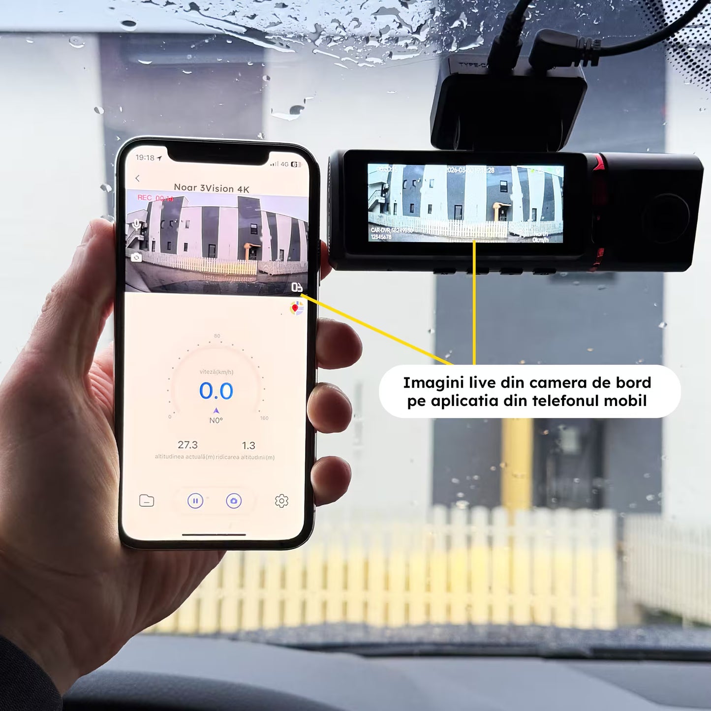 CAMERA AUTO TRIPLA - NOAR 3VISION 4K, SENZOR IMPACT, FILMARE IN PARCARE, APLICATIE TELEFON