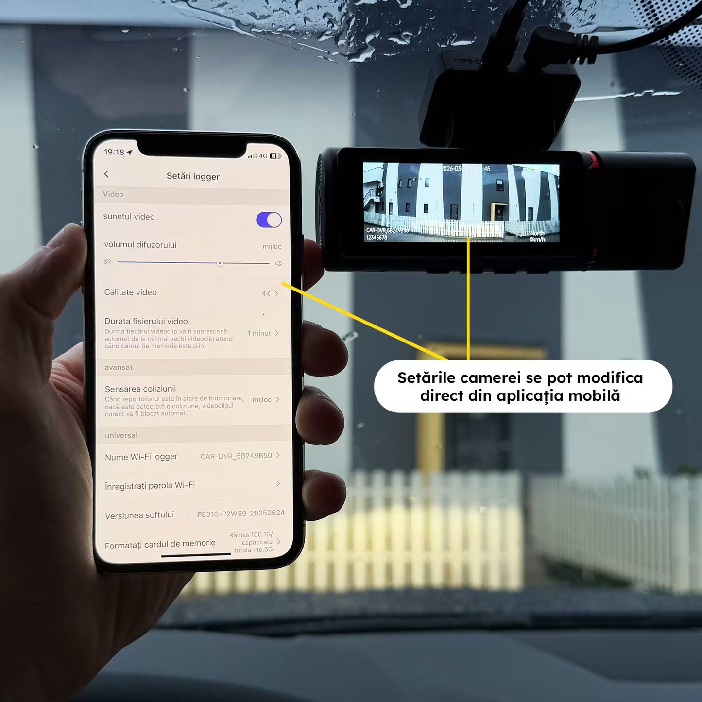 CAMERA AUTO TRIPLA - NOAR 3VISION 4K, SENZOR IMPACT, FILMARE IN PARCARE, APLICATIE TELEFON