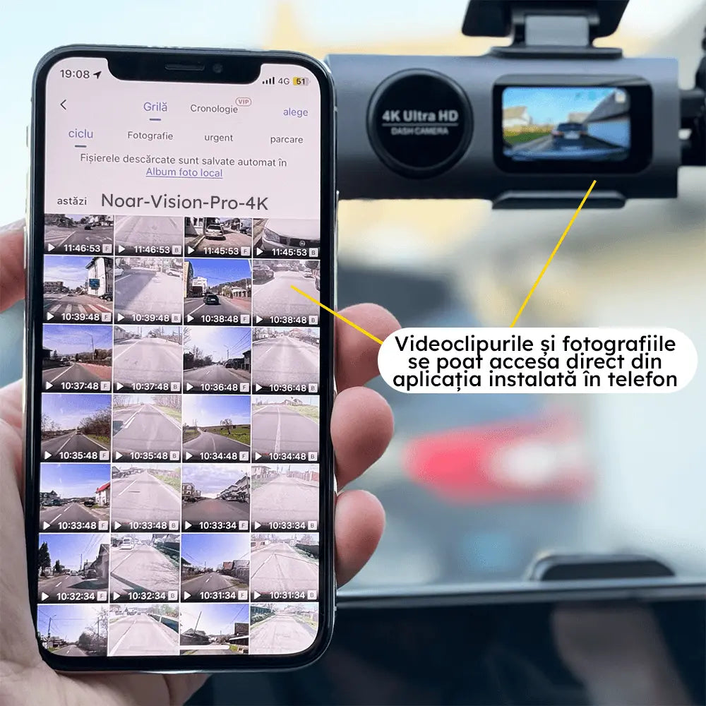 CAMERA DE BORD NOAR VISION PRO 4K + APLICATIE PE TELEFON – Noar Auto