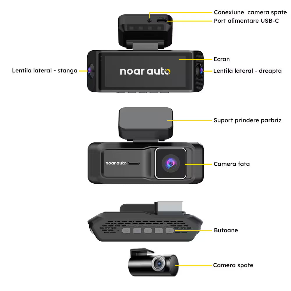 CAMERA DE BORD NOAR Q200 WIFI - 4 CANALE, 4K + FULL HD, FILMARE NOCTURNA, APLICATIE MOBILA