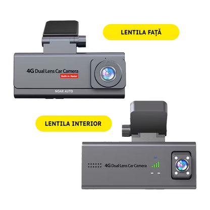 CAMERA DE BORD NOAR C200 4G - DETECTIE MISCARE, GPS, VIZIUNE NOCTURNA, FATA + INTERIOR, APLICATIE
