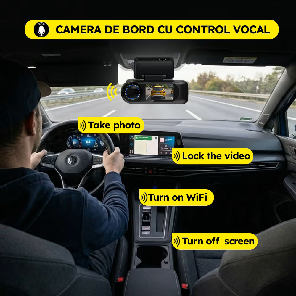 CAMERA AUTO CU CONTROL VOCAL NOAR D400 - FILMARE 4K + FULL HD, APLICATIE PE TELEFON