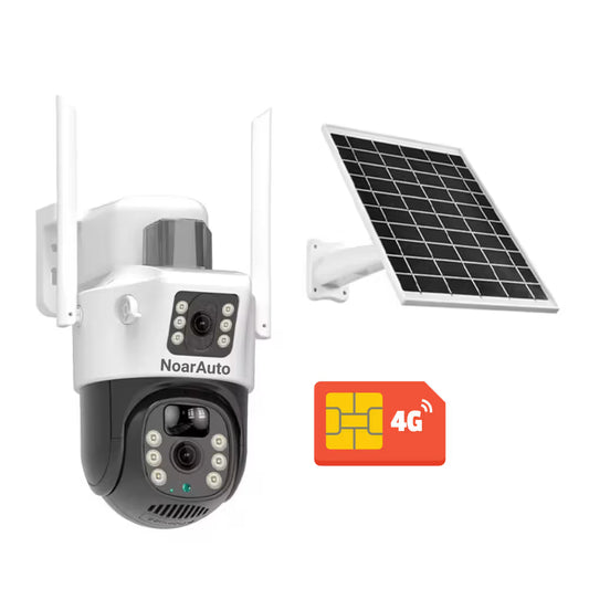 CAMERĂ SUPRAVEGHERE 6MP DUALĂ, CONEXIUNE 4G, PANOU SOLAR, VEDERE 360, CONTROL DIN APLICAȚIE