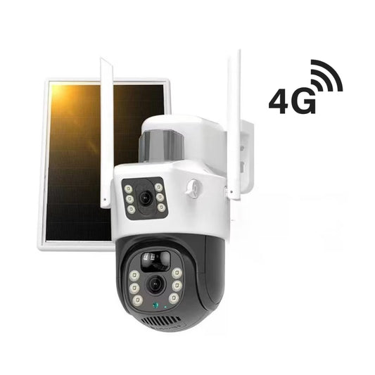 CAMERĂ SUPRAVEGHERE 6MP DUALĂ, CONEXIUNE 4G, PANOU SOLAR, VEDERE 360, CONTROL DIN APLICAȚIE