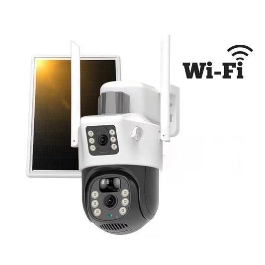 CAMERĂ SUPRAVEGHERE 6MP DUALĂ, CONEXIUNE WIFI, PANOU SOLAR, VEDERE 360, CONTROL DIN APLICAȚIE