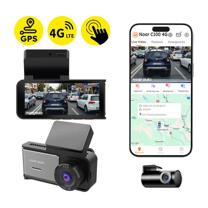 CAMERA AUTO NOAR C100 4G CARTELA SIM - MONITORIZARE LA DISTANTA, 4K + FULL HD, GPS