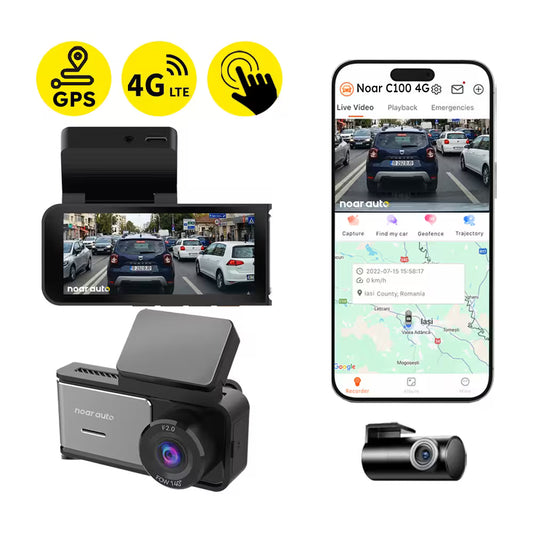 CAMERA AUTO NOAR C100 4G CARTELA SIM - MONITORIZARE LA DISTANTA, 4K + FULL HD, GPS
