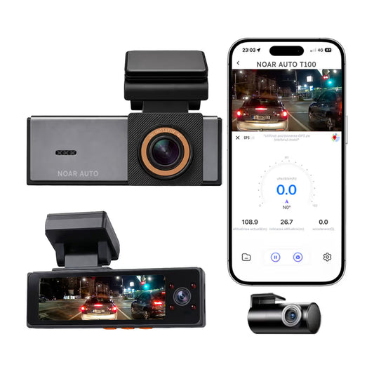 CAMERA DE BORD NOAR T100 4K - CAMERA AUTO TRIPLA - FISHEYE - TOUCHSCREEN - WIFI