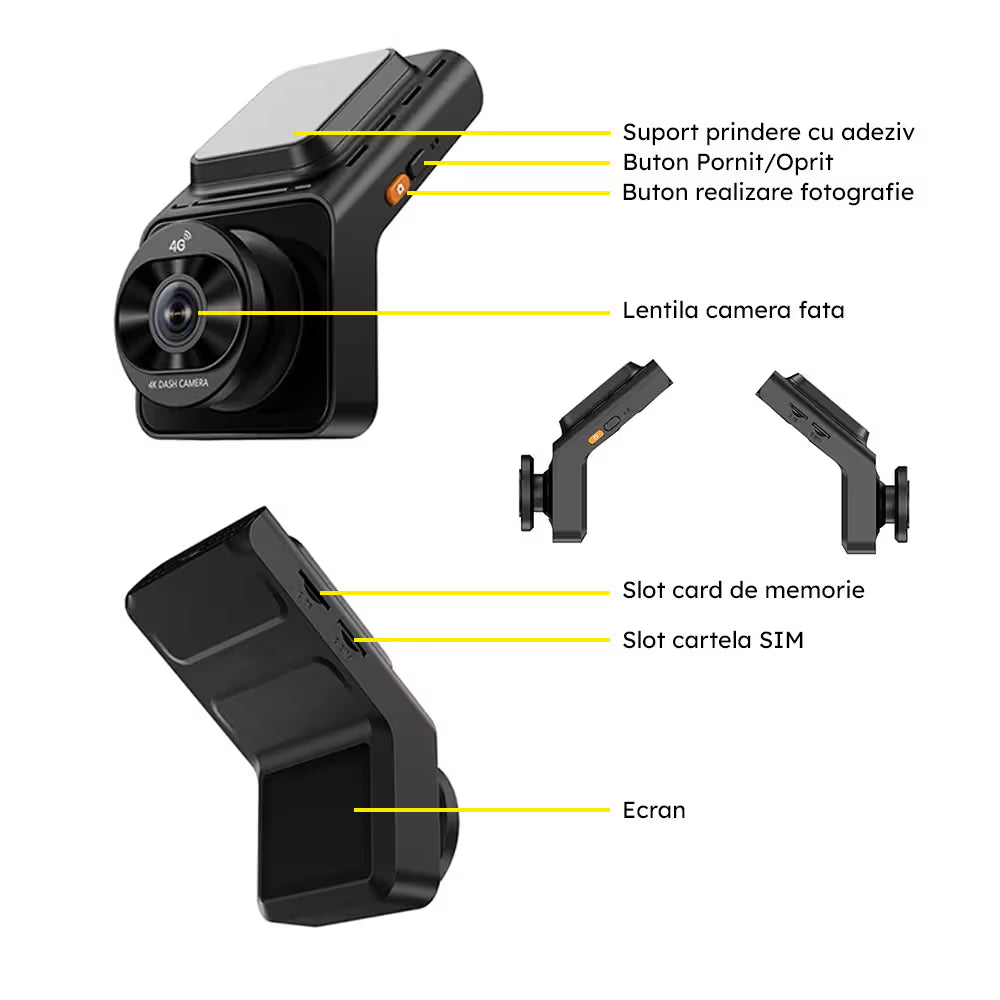 CAMERA AUTO 4G CARTELA SIM - NOAR ULTRA 4G, 4K + FULL HD, GPS, ACCES DE LA DISTANTA