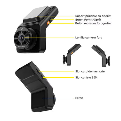 CAMERA AUTO 4G CARTELA SIM - NOAR ULTRA 4G, 4K + FULL HD, GPS, ACCES DE LA DISTANTA
