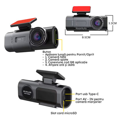 CAMERA DE BORD NOAR VISION PRO 4K + APLICATIE PE TELEFON