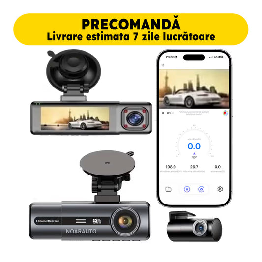 CAMERA AUTO TRIPLA - NOAR TRIO 4K, MONITORIZARE FATA 4K, INTERIOR ȘI SPATE, SENZOR IMPACT, SUPRAVEGHERE PARCARE