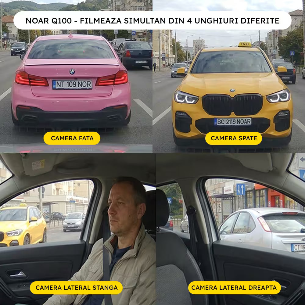 CAMERA DE BORD NOAR Q100 WIFI - 4 CANALE, 4K + FULL HD, GPS, TOUCHSCREEN, FILMARE NOCTURNA