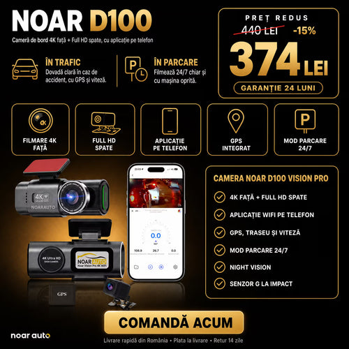 CAMERA DE BORD NOAR D100 - VISION PRO 4K + APLICATIE PE TELEFON