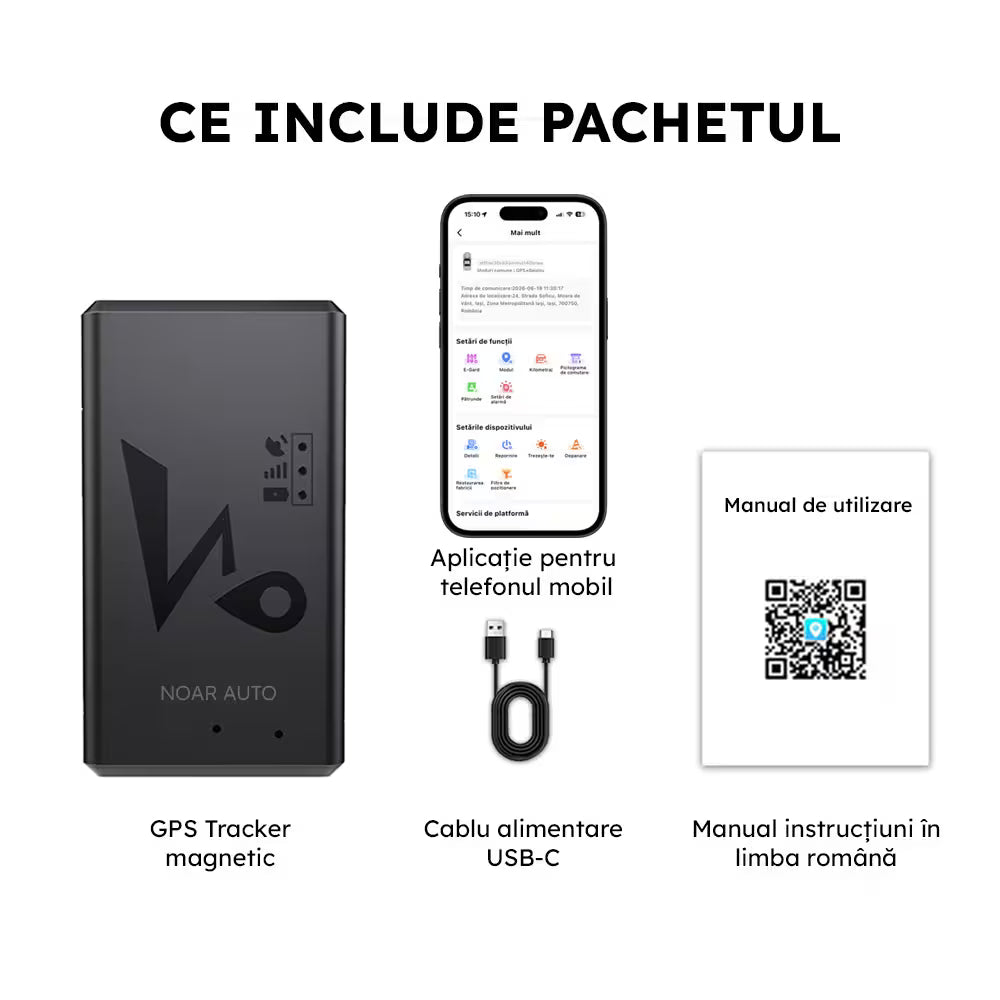 GPS TRACKER CU CARTELA SIM 4G - GPS100 NOAR AUTO - MAGNETIC, ACUMULATOR INTEGRAT
