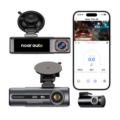 CAMERA AUTO TRIPLA - NOAR T200 TRIO 4K - FATA, INTERIOR, SPATE, SENZOR IMPACT, SUPRAVEGHERE PARCARE